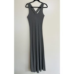 Rolla Coster Women's Black/White Chevron Sleeveless Maxi Dress Cross Back Size L